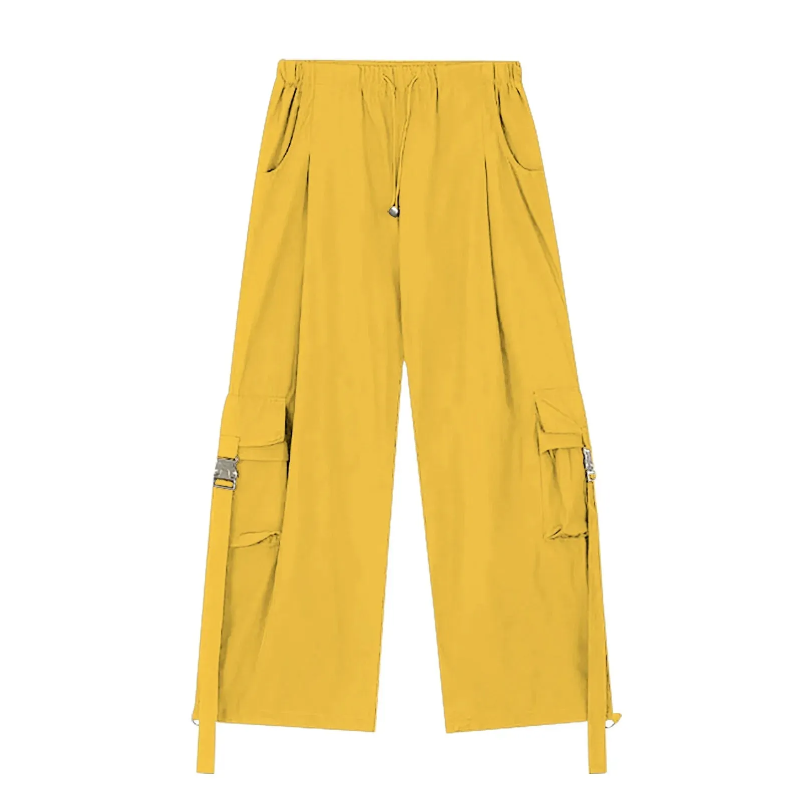 Cargo Streetwear Hip Hop Joggers Casual Baggy Solid Color Sweat Drawstring Loose Wide Leg Women‘s Pants