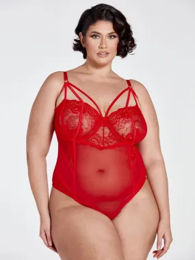 Carol Mesh Lace Strappy Bodysuit
