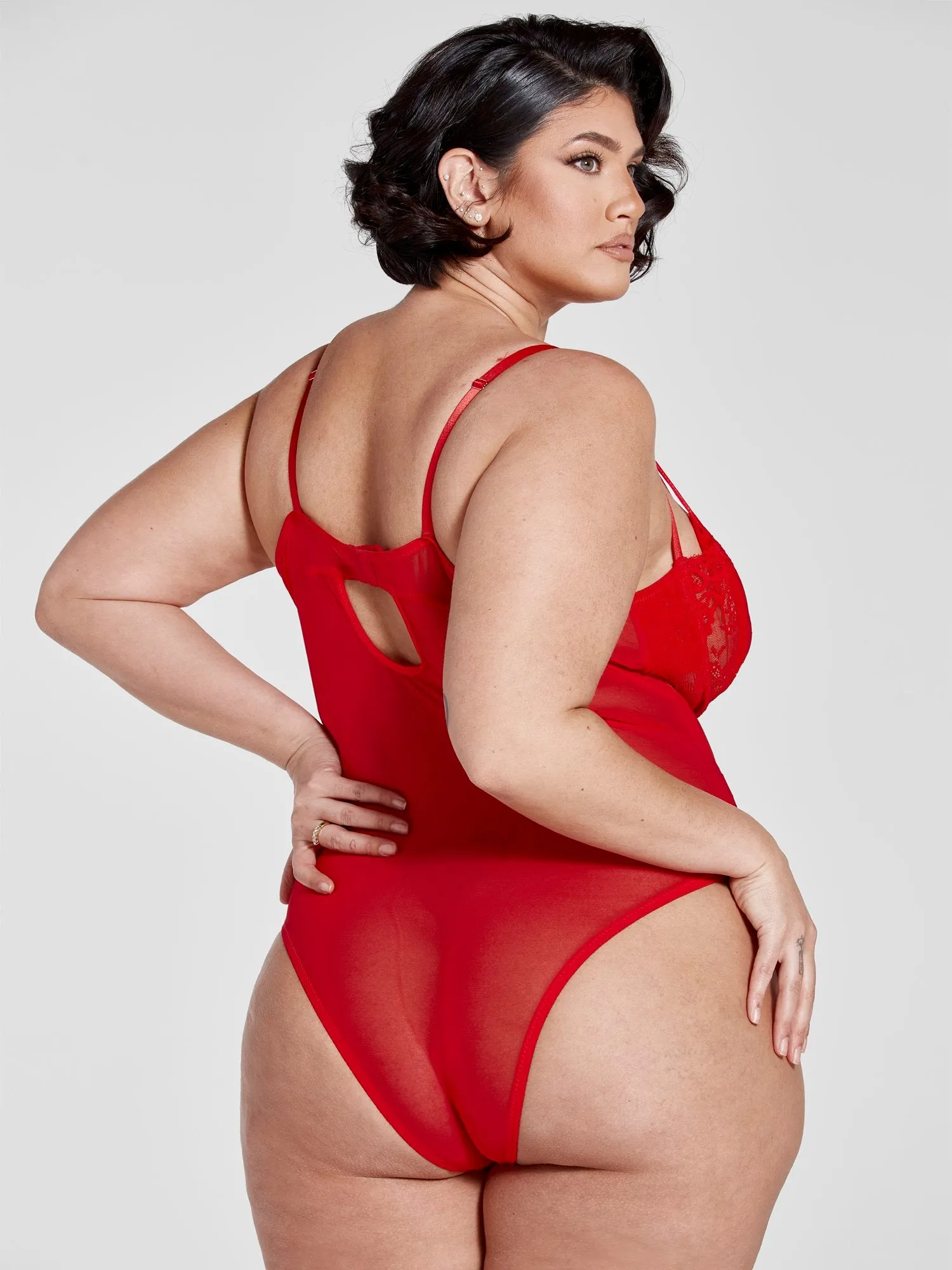 Carol Mesh Lace Strappy Bodysuit