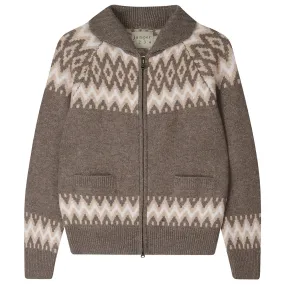 Cashmere Wool Ski Zip Up in Moose