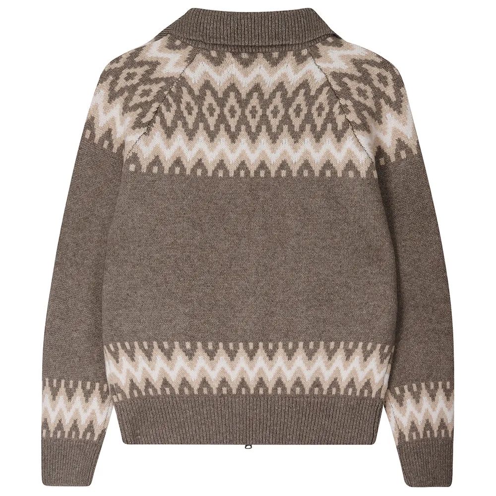 Cashmere Wool Ski Zip Up in Moose