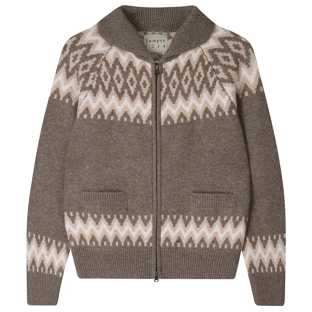 Cashmere Wool Ski Zip Up in Moose