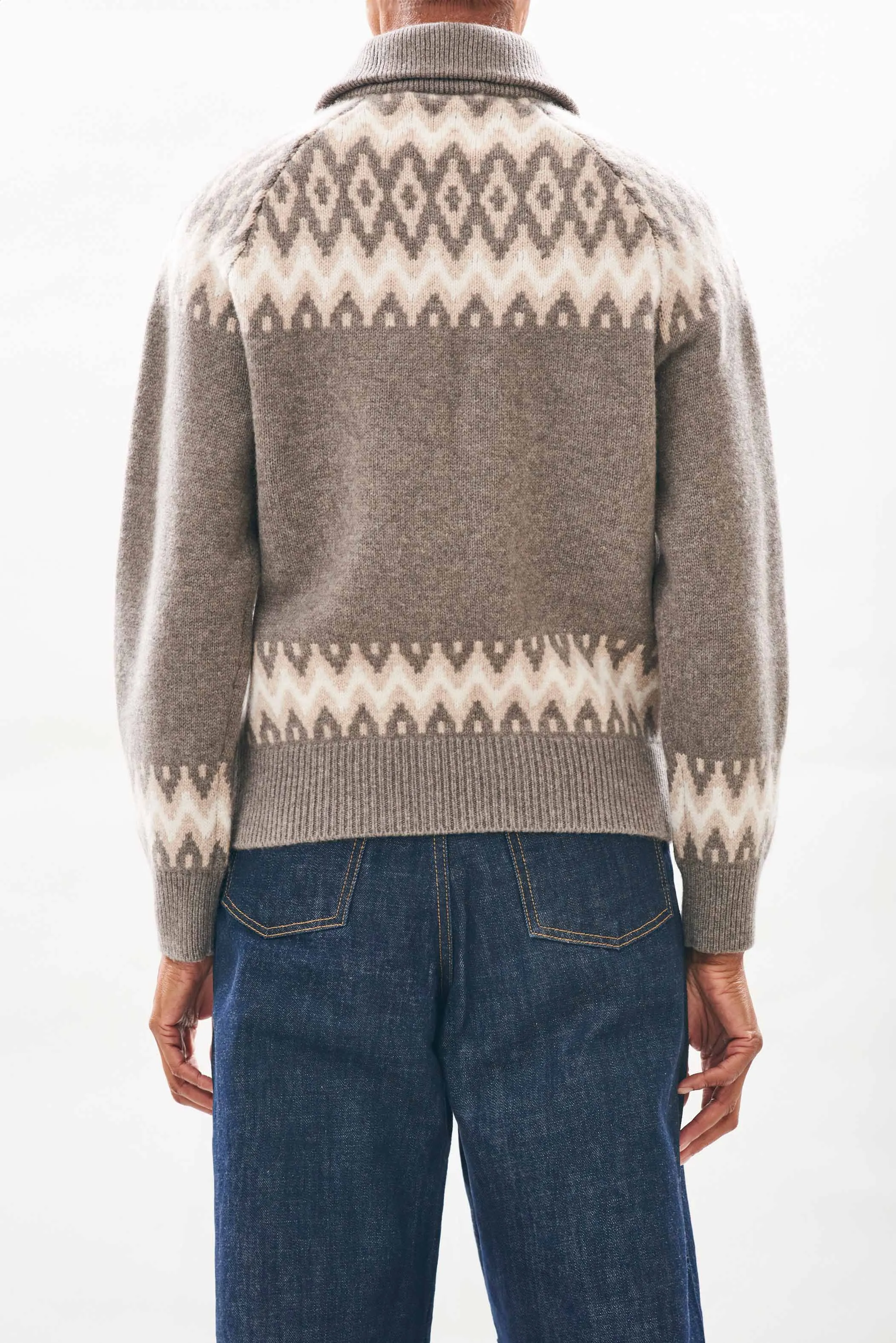 Cashmere Wool Ski Zip Up in Moose