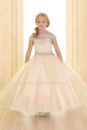 Champagne Sparkling Rhinestone Beaded Long Dress SY003