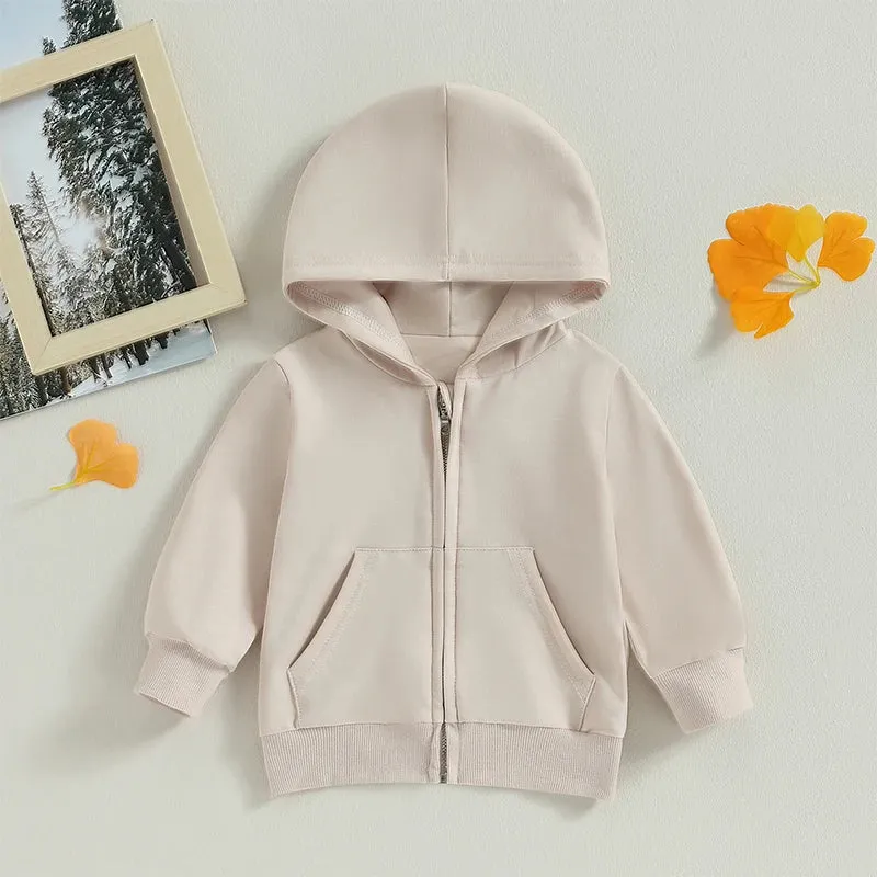 Children s Winter Warm Fleece Lined Hooded Jacket with Zipper Closure Solid Color Long Sleeve Coat for Boys and Girls Toddler