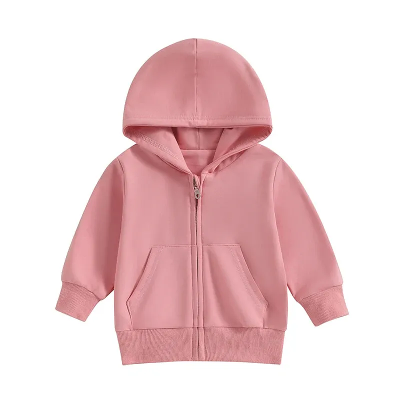 Children s Winter Warm Fleece Lined Hooded Jacket with Zipper Closure Solid Color Long Sleeve Coat for Boys and Girls Toddler