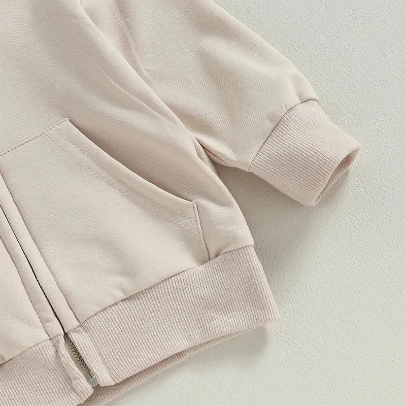 Children s Winter Warm Fleece Lined Hooded Jacket with Zipper Closure Solid Color Long Sleeve Coat for Boys and Girls Toddler