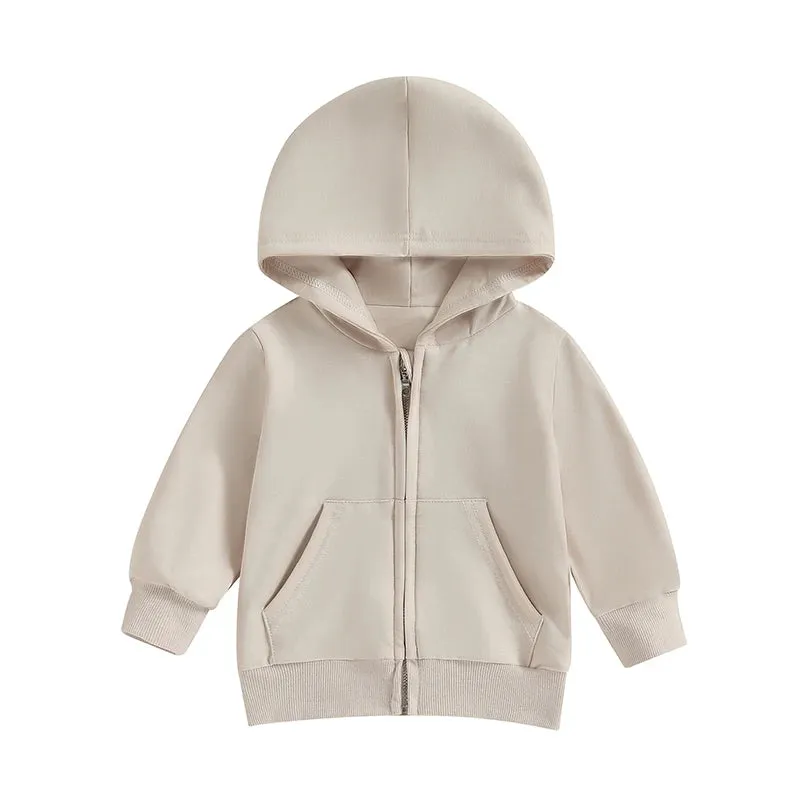 Children s Winter Warm Fleece Lined Hooded Jacket with Zipper Closure Solid Color Long Sleeve Coat for Boys and Girls Toddler