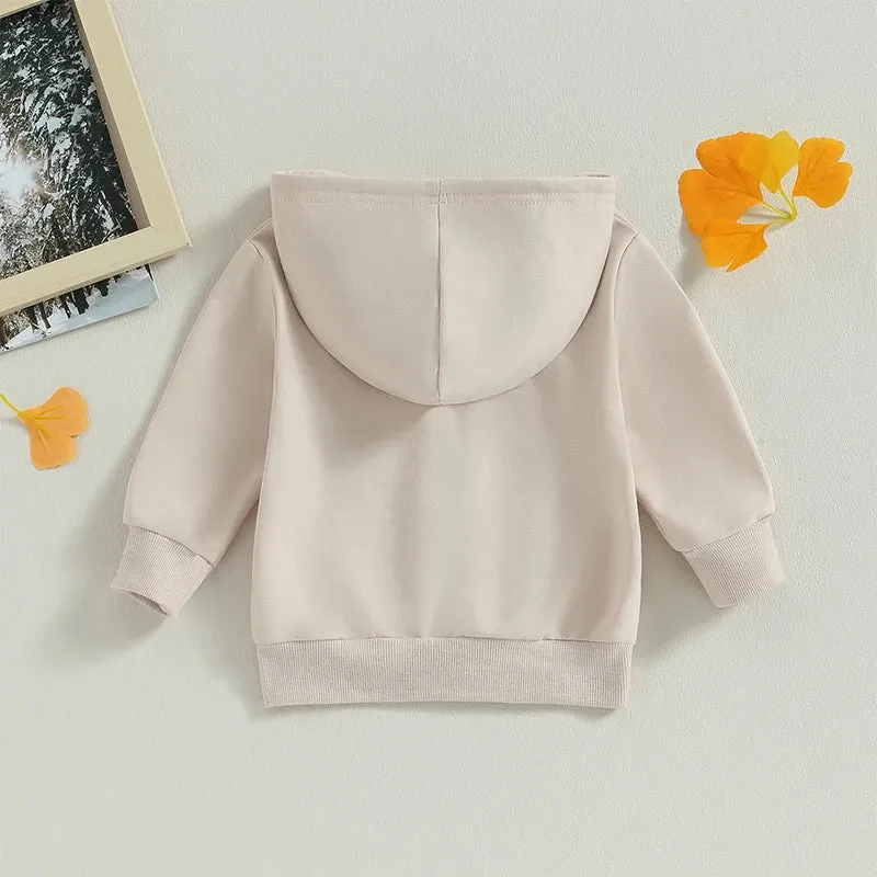 Children s Winter Warm Fleece Lined Hooded Jacket with Zipper Closure Solid Color Long Sleeve Coat for Boys and Girls Toddler