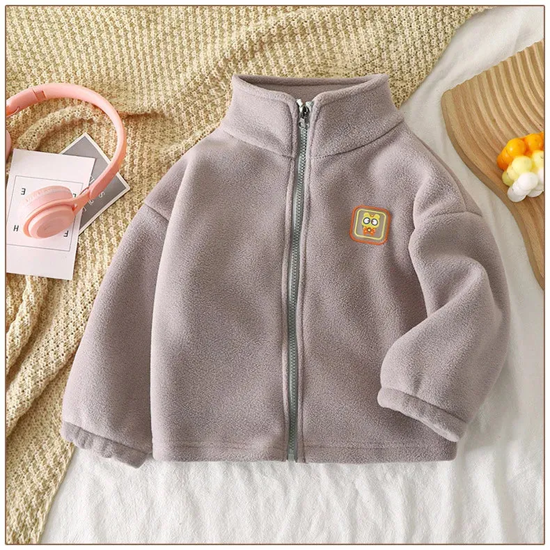 Children's Autumn Winter Clothes Boys Girls Polar Fleece Jacket Kids Thick Warm Hoodie  Girls Boys Casual Coat for 2-7 Years