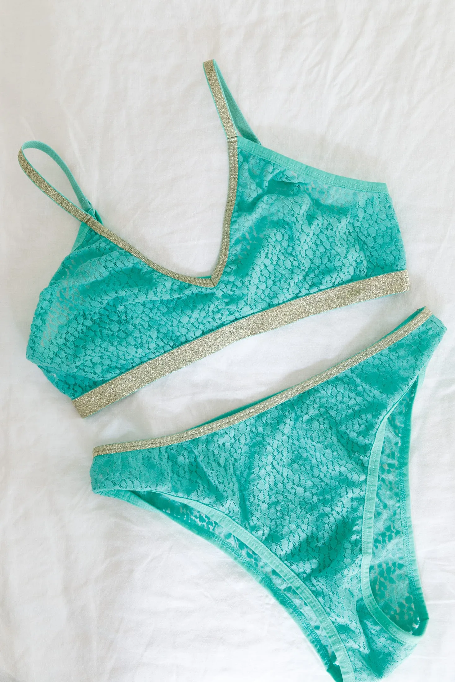 Culotte Dentelle - Menthe Lurex