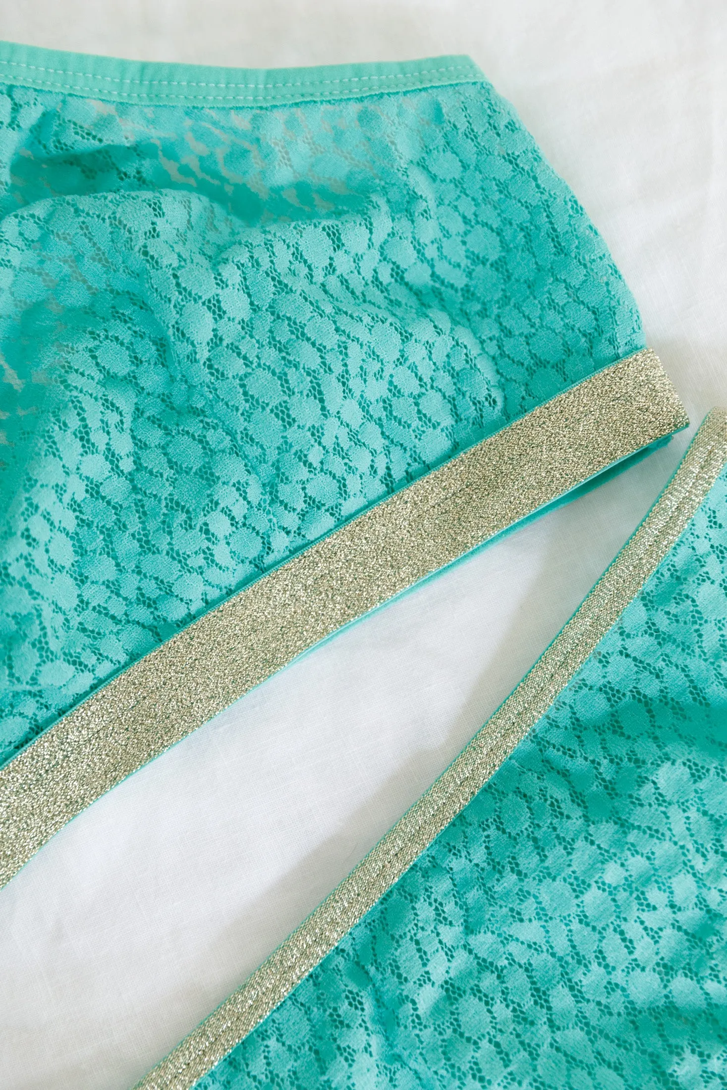 Culotte Dentelle - Menthe Lurex