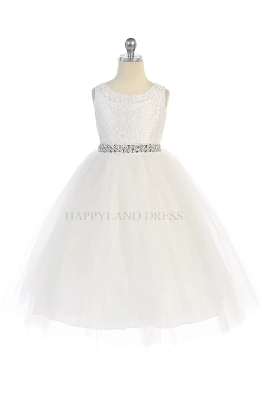 D3245 Lilac Lace & Tulle Dress w/ Rhinestone Belt