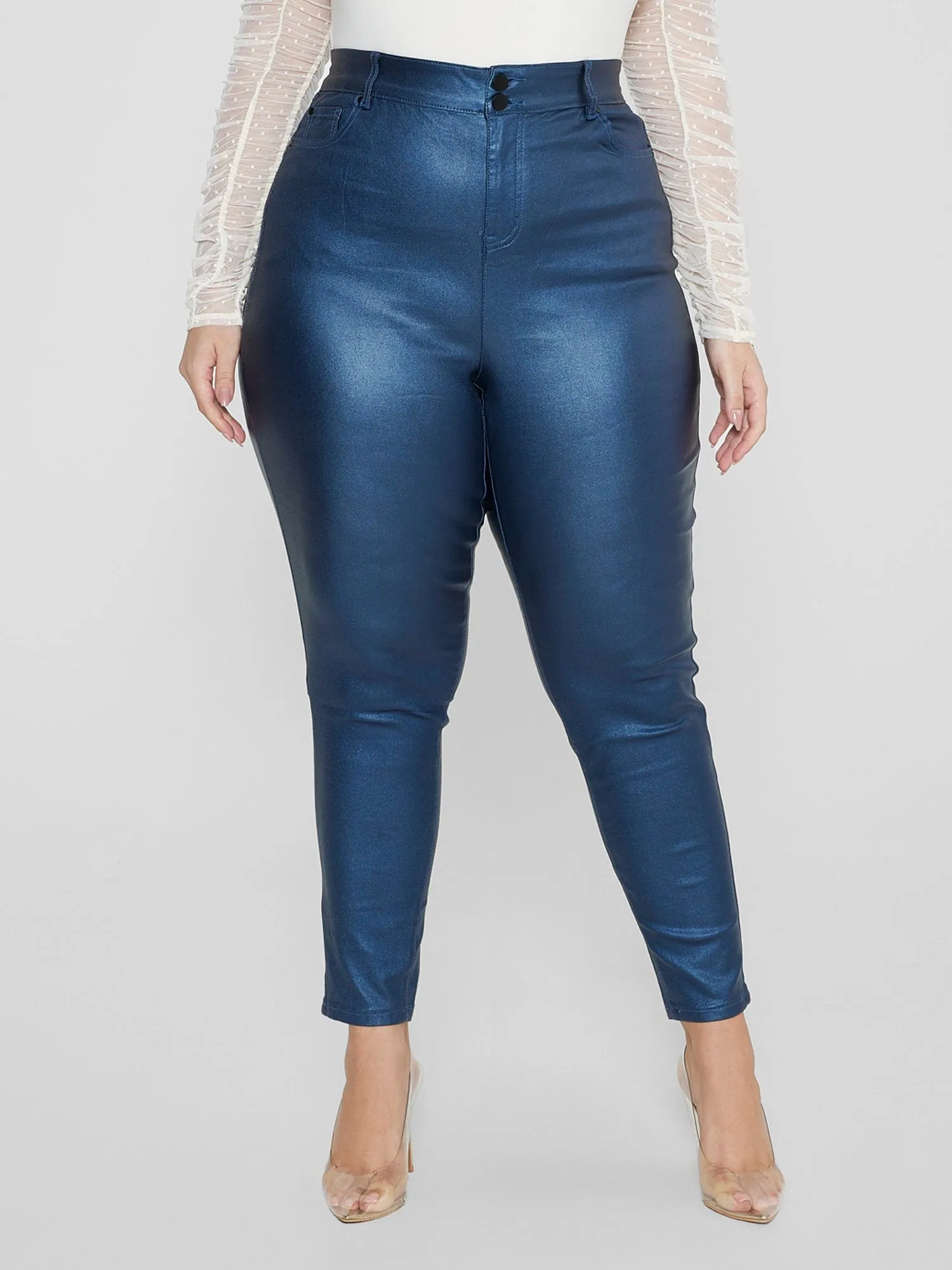 Deanna Coated Texture Faux Leather Pants