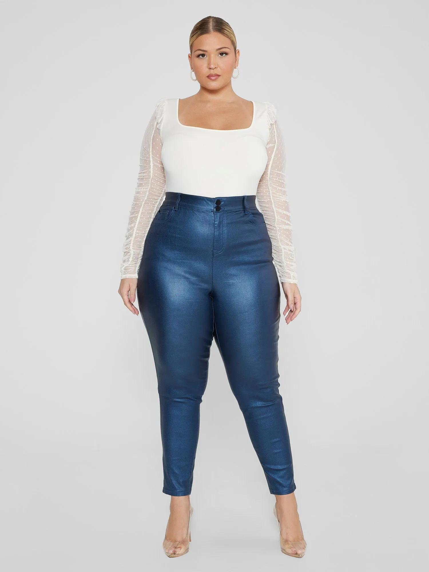 Deanna Coated Texture Faux Leather Pants