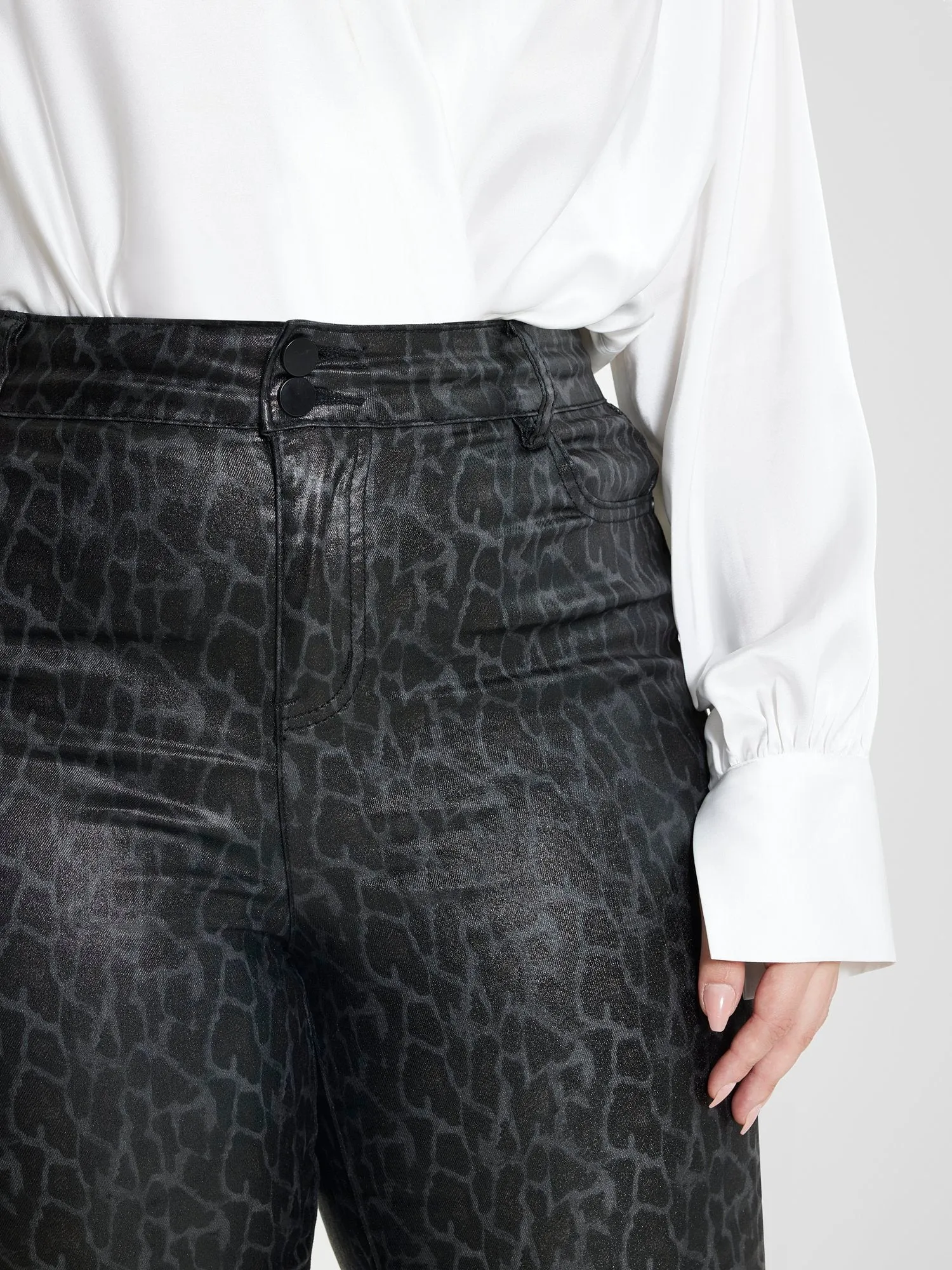 Deanna Coated Texture Faux Leather Pants