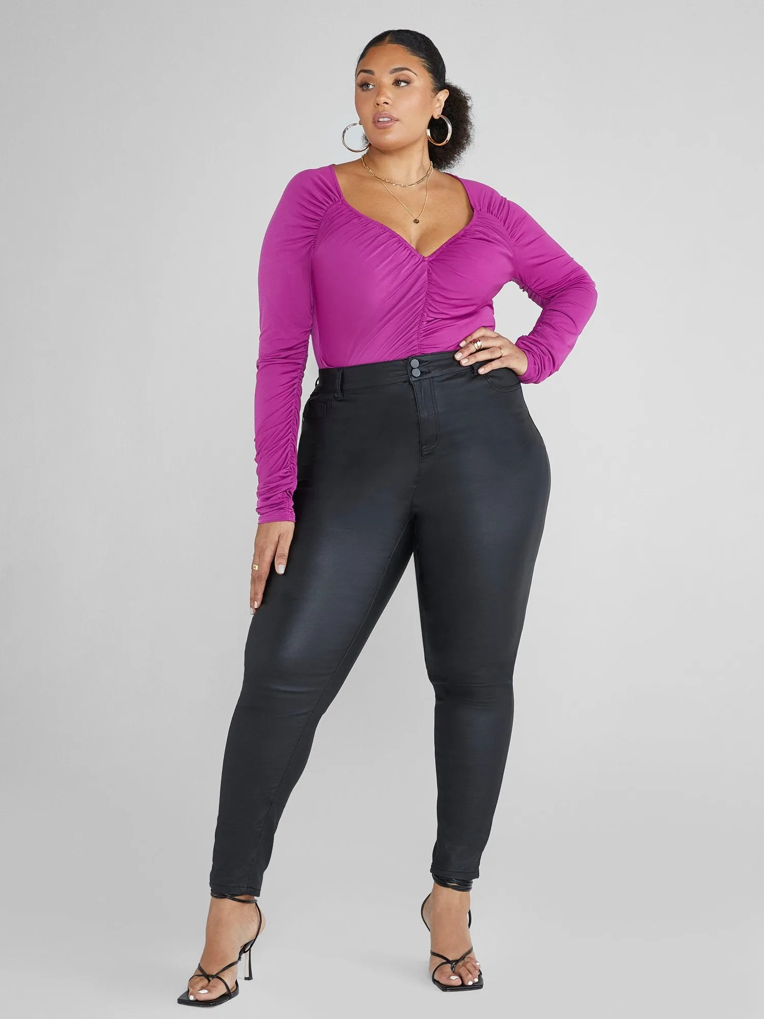 Deanna Coated Texture Faux Leather Pants