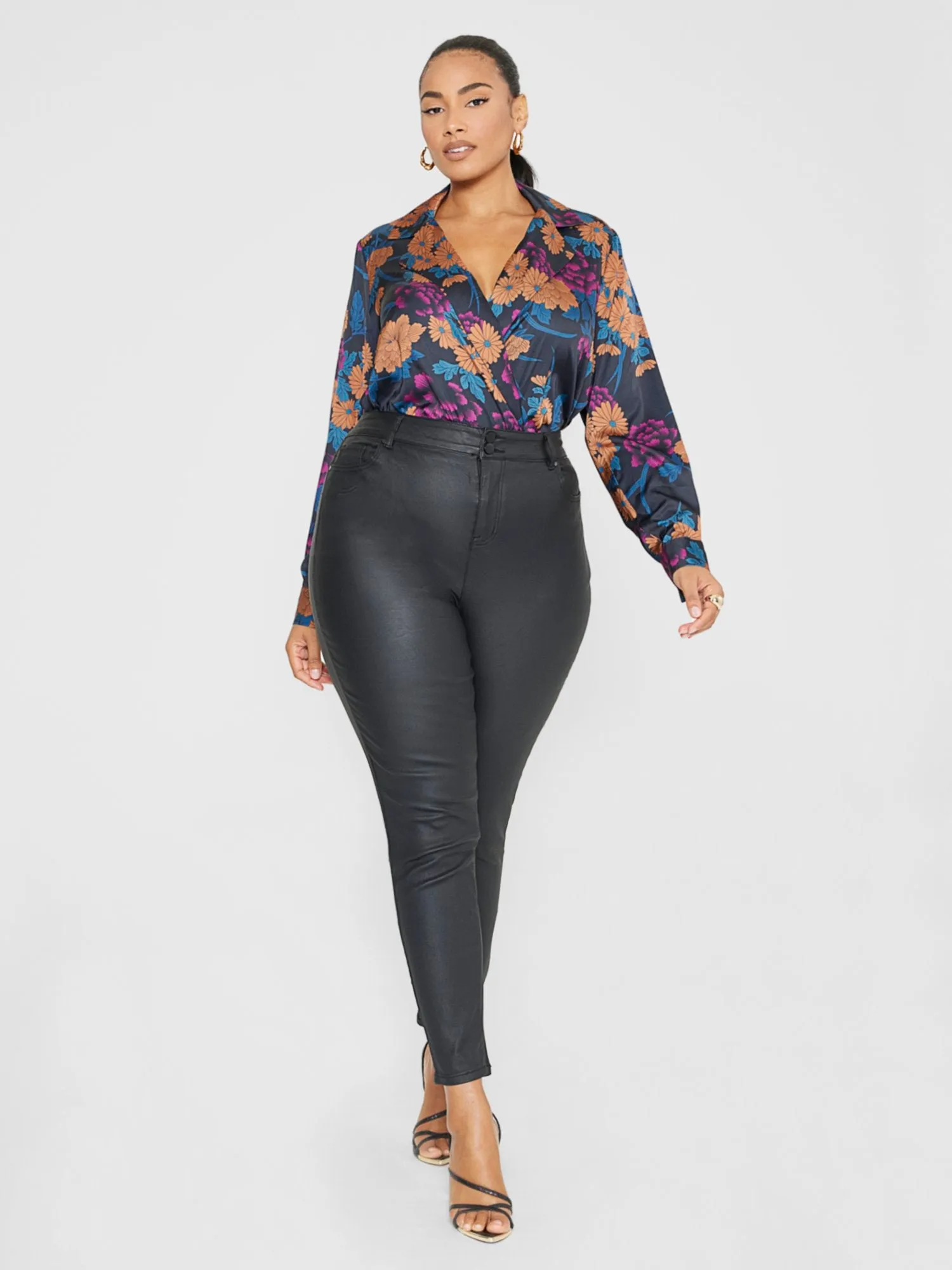 Deanna Coated Texture Faux Leather Pants