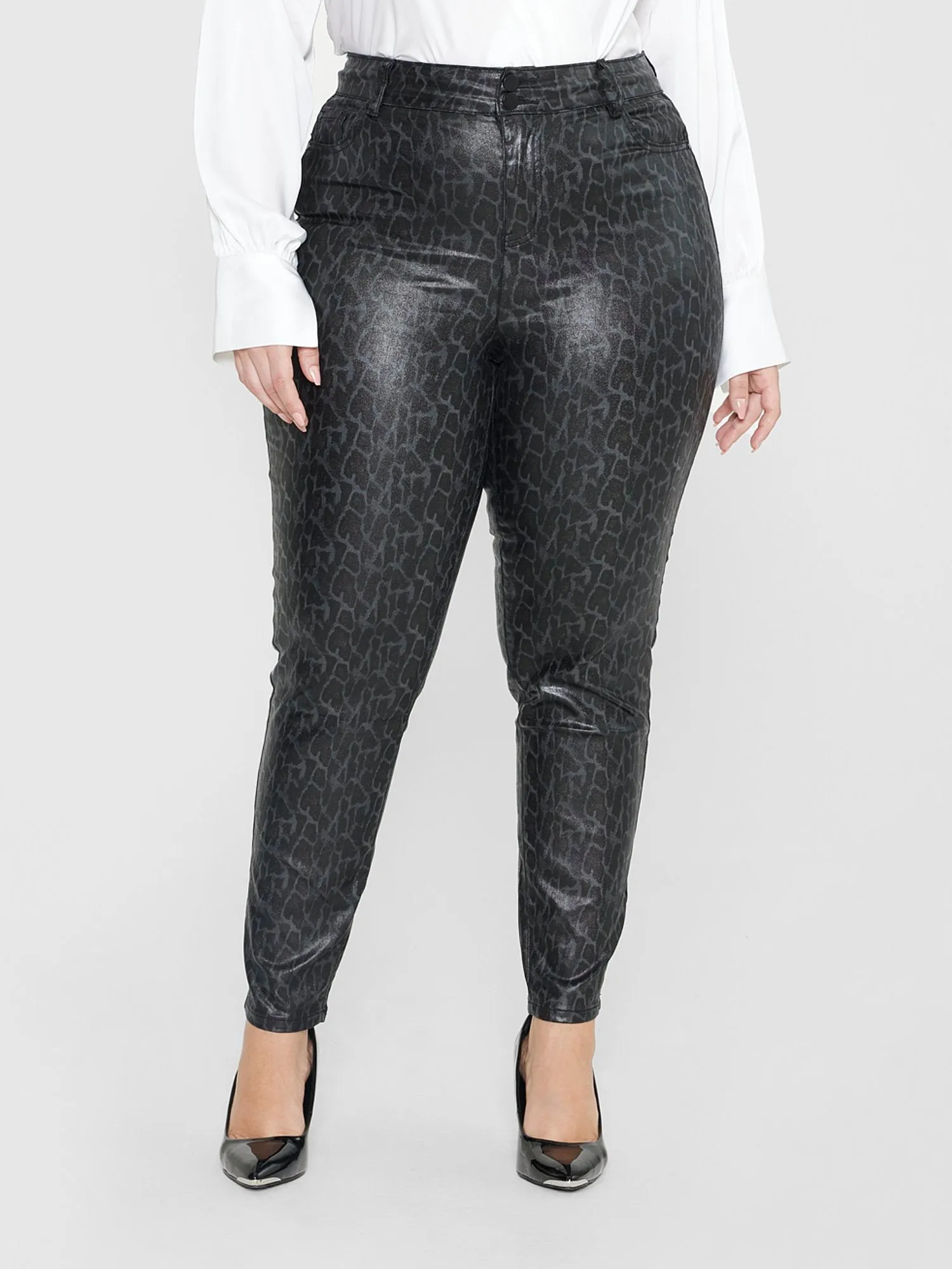 Deanna Coated Texture Faux Leather Pants