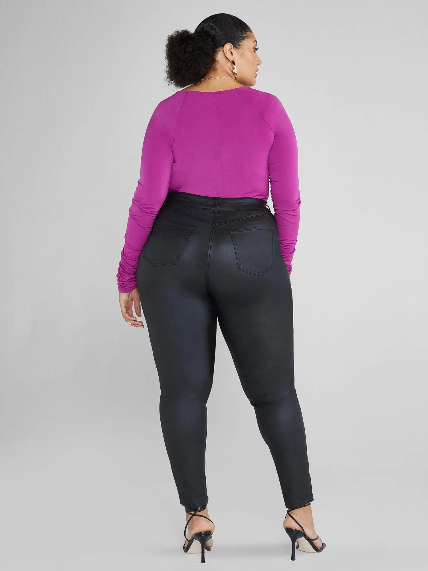 Deanna Coated Texture Faux Leather Pants