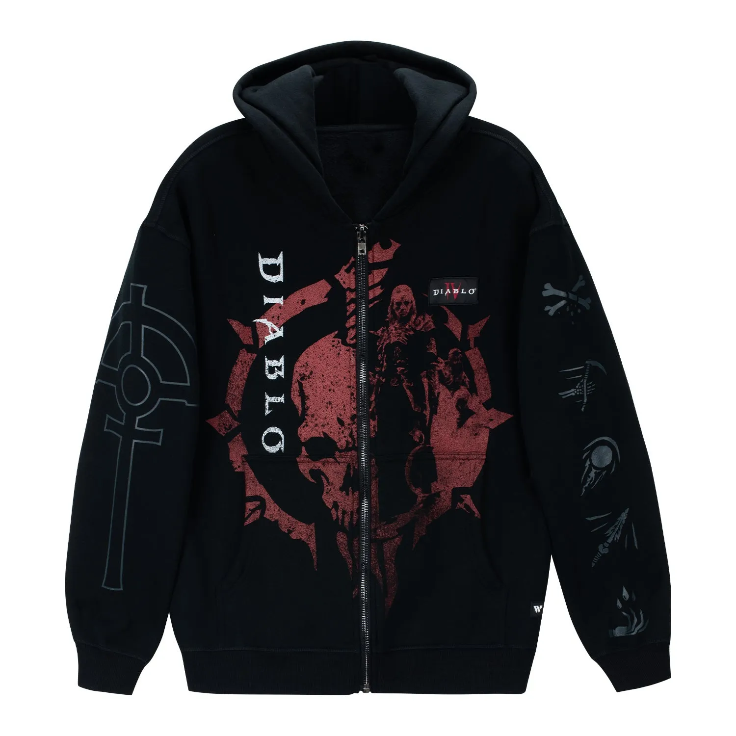 Diablo IV Necromancer Black Zip-Up Hoodie