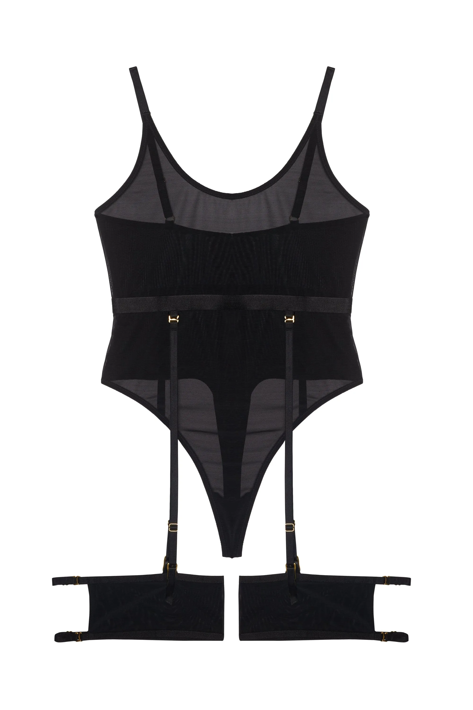 Dolly Black Mesh Extreme High Leg Body