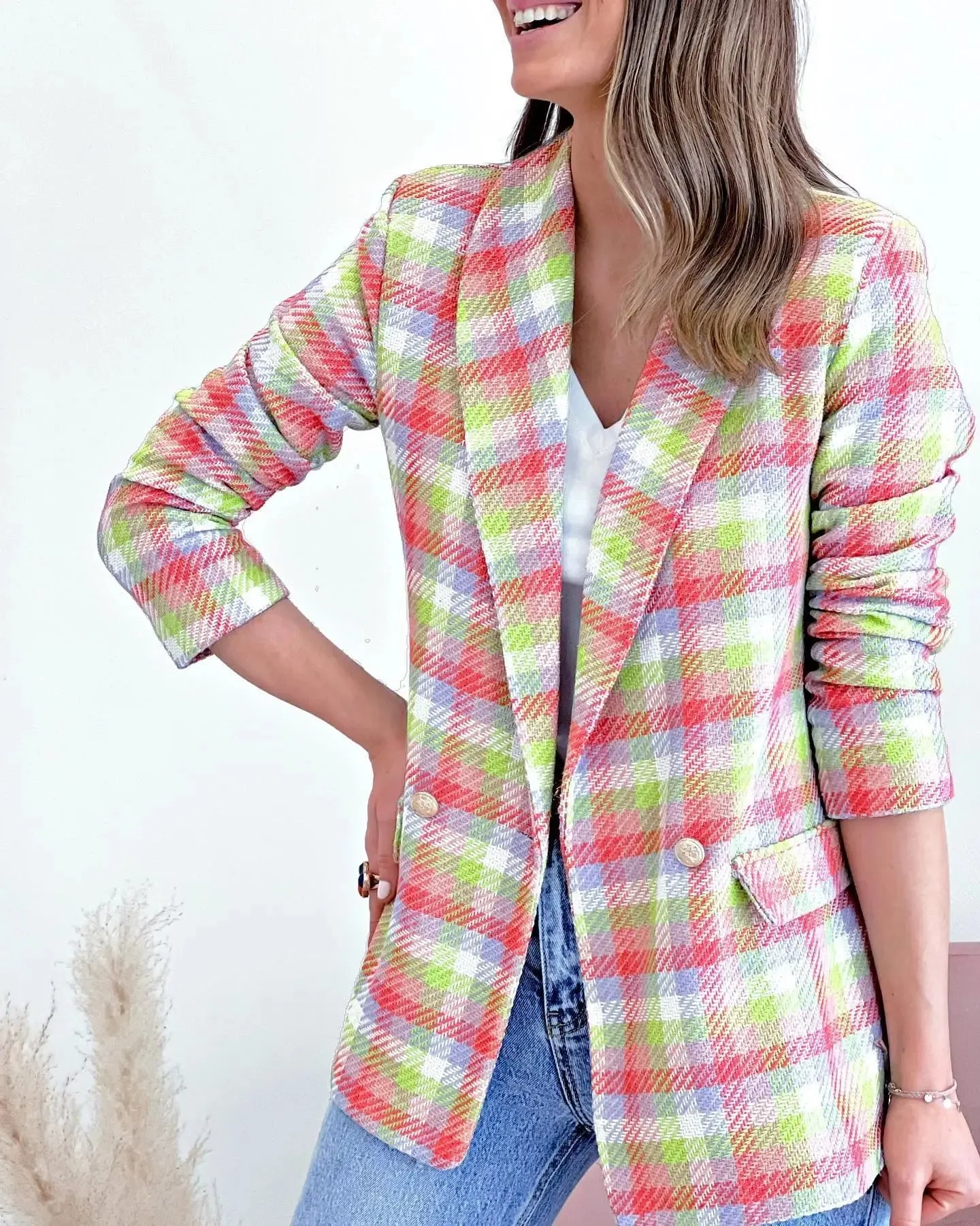 Elegant Long Sleeve Office Pocket Casual Suit Women's Jacket