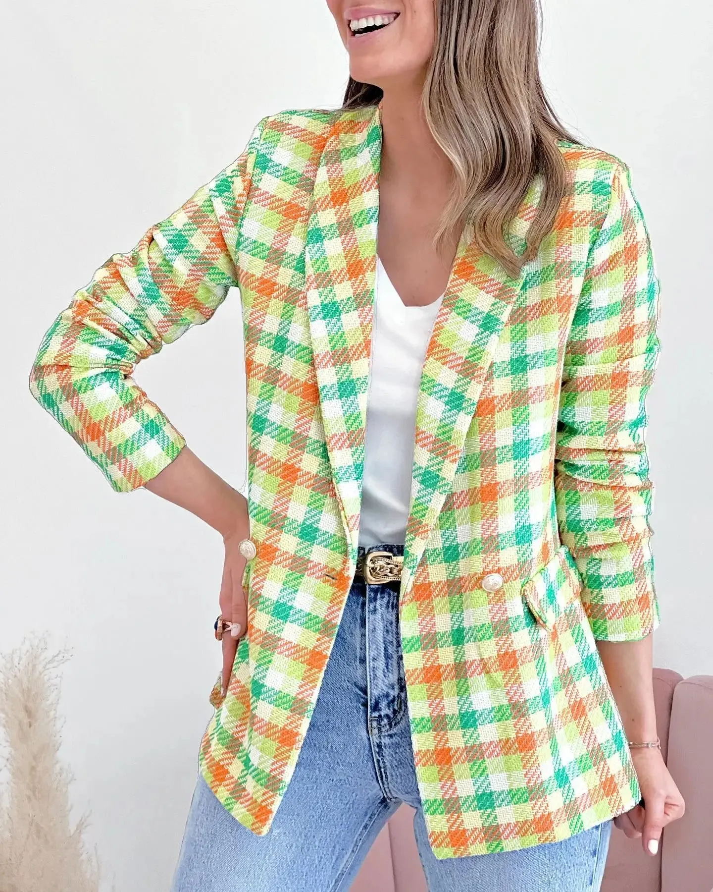 Elegant Long Sleeve Office Pocket Casual Suit Women's Jacket