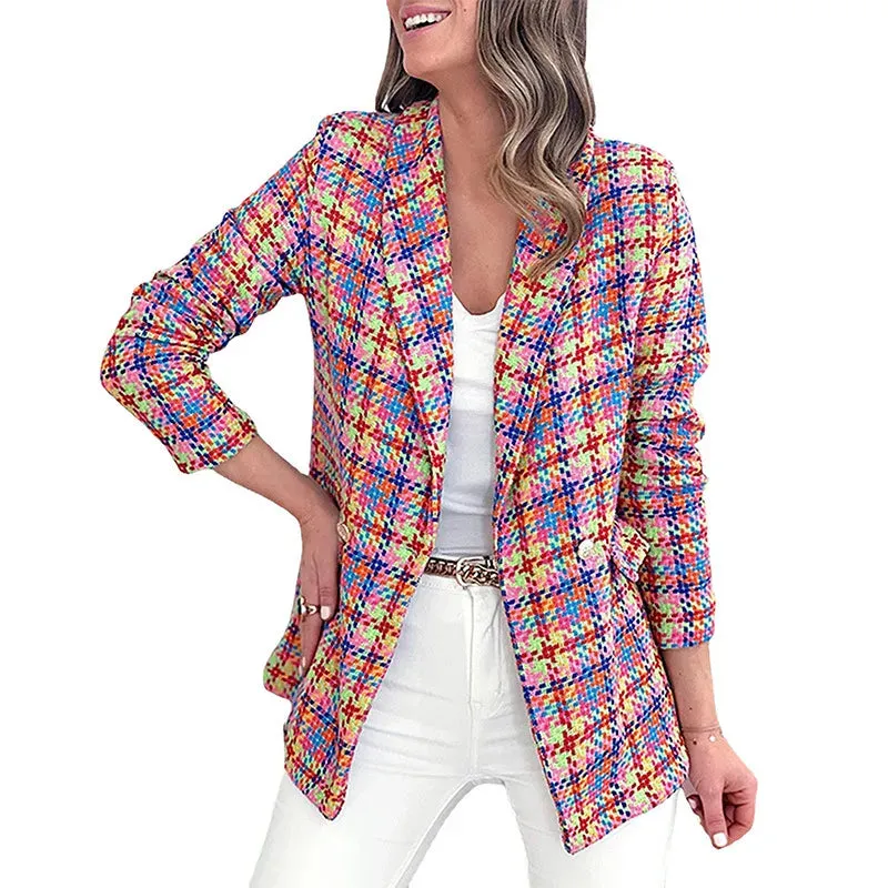 Elegant Long Sleeve Office Pocket Casual Suit Women's Jacket