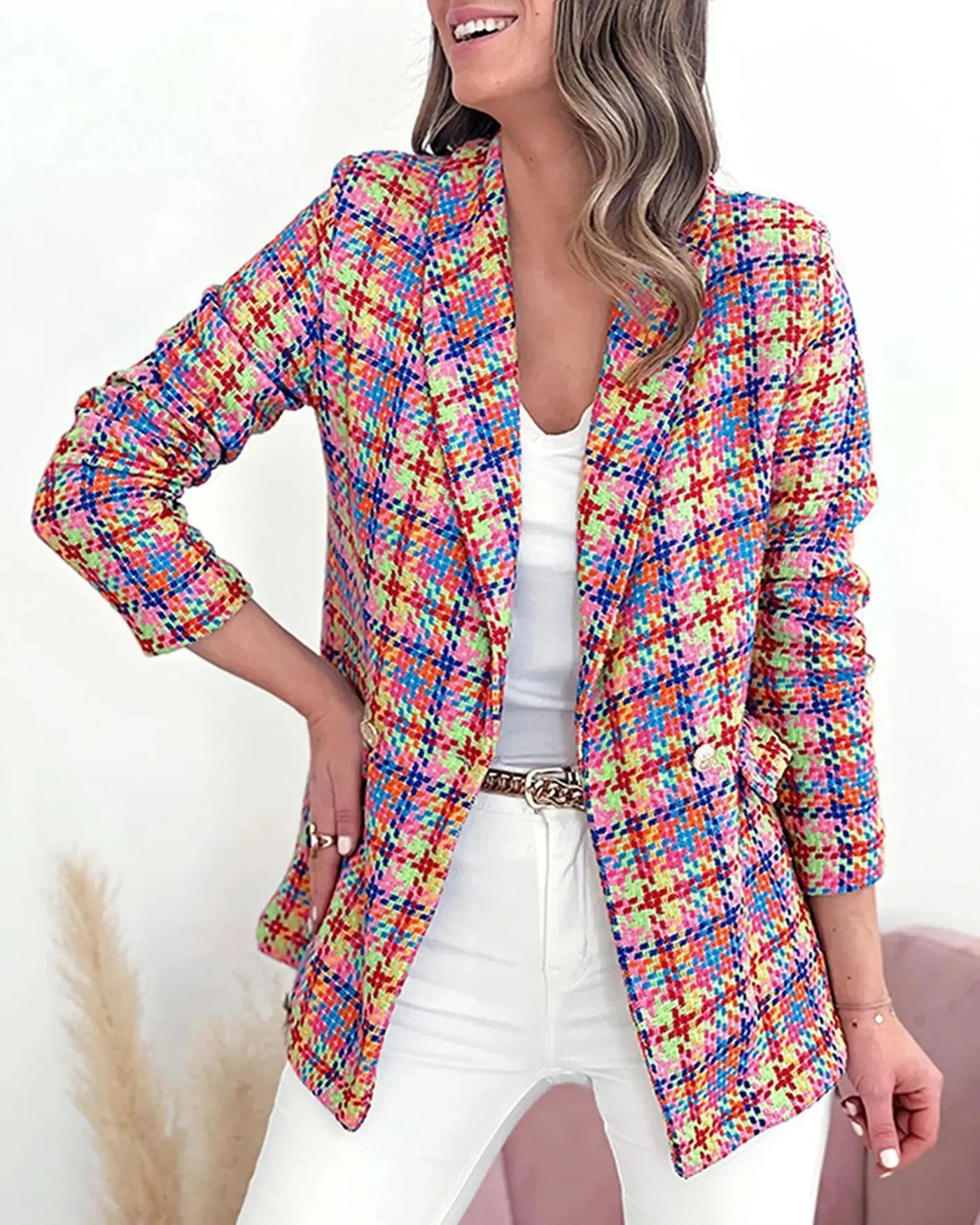 Elegant Long Sleeve Office Pocket Casual Suit Women's Jacket