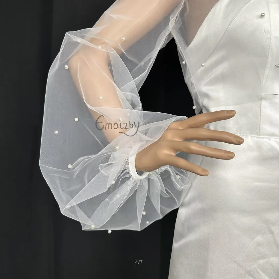 EMALZBY shoulder veil cape,pearl bridal shoulder cape veil,shoulder veil for wedding dress