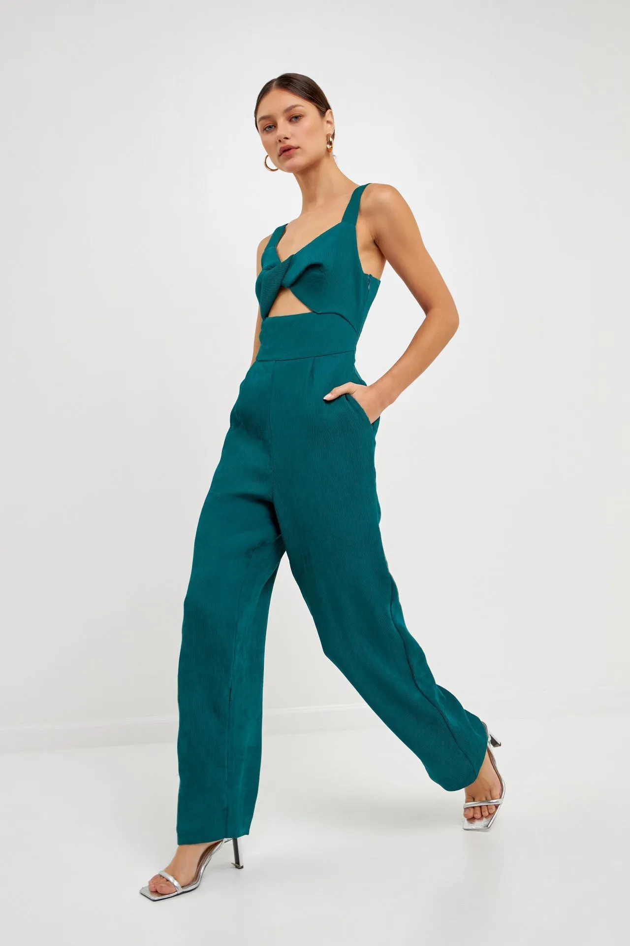 Endless Rose - Soft Touch Plisse Twist Jumpsuit