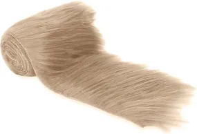 FabricLA Mohair Shaggy Faux Fur Fabric - Pre Cut Strips | Trim Ribbon | DIY Craft, Hobby, Costume, Decoration - Beige