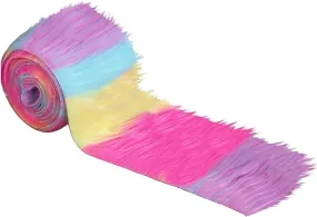 FabricLA Mohair Shaggy Faux Fur Fabric - Pre Cut Strips | Trim Ribbon | DIY Craft, Hobby, Costume, Decoration - Pastel Patch