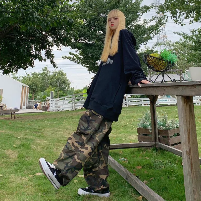 Fashionkova  Alt Cargo Hip Hop Armygreen Baggy Camo Harem Trousers Y2k Sweatpants Loose Camouflage Pants High Waist Street Joggers For Women