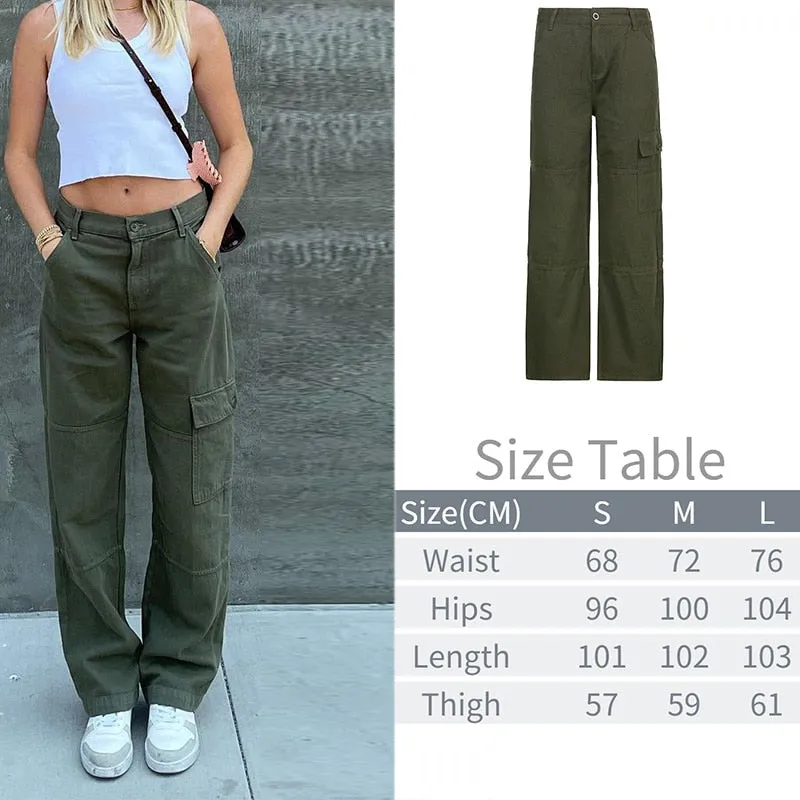 Fashionkova  Y2K Pockets Cargo Pants Women Oversize Baggy Pants Streetwear Harajuku Vintage Casual Loose Sweatpants Wide Leg Denim Trousers