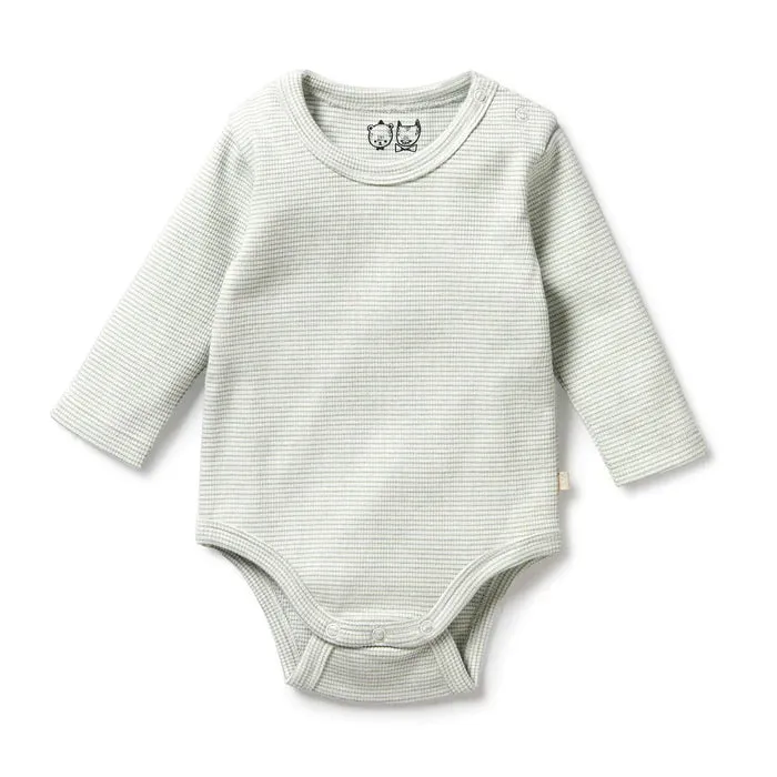 Fern Organic Stripe Rib Long Sleeved Bodysuit
