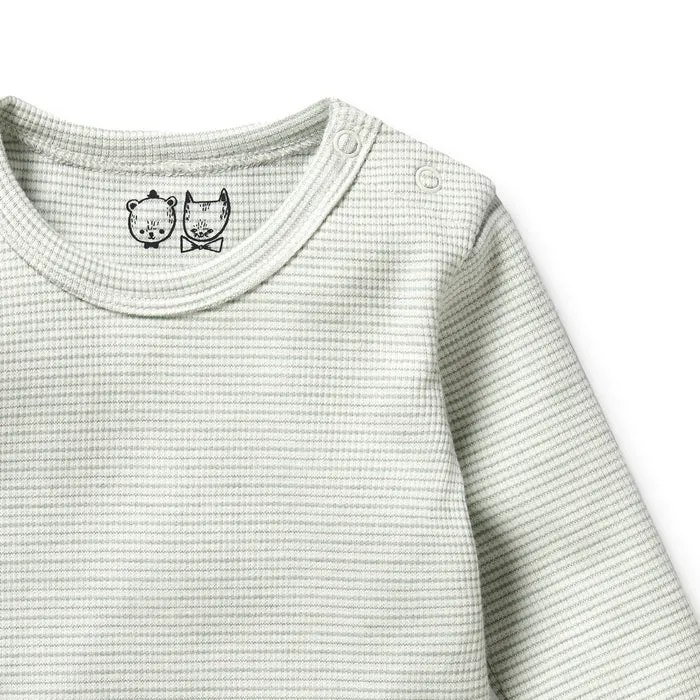 Fern Organic Stripe Rib Long Sleeved Bodysuit