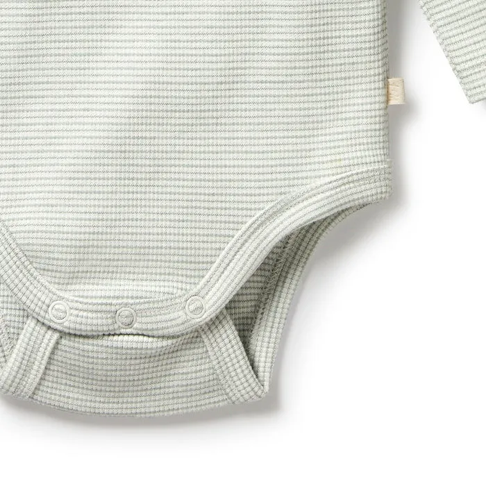 Fern Organic Stripe Rib Long Sleeved Bodysuit