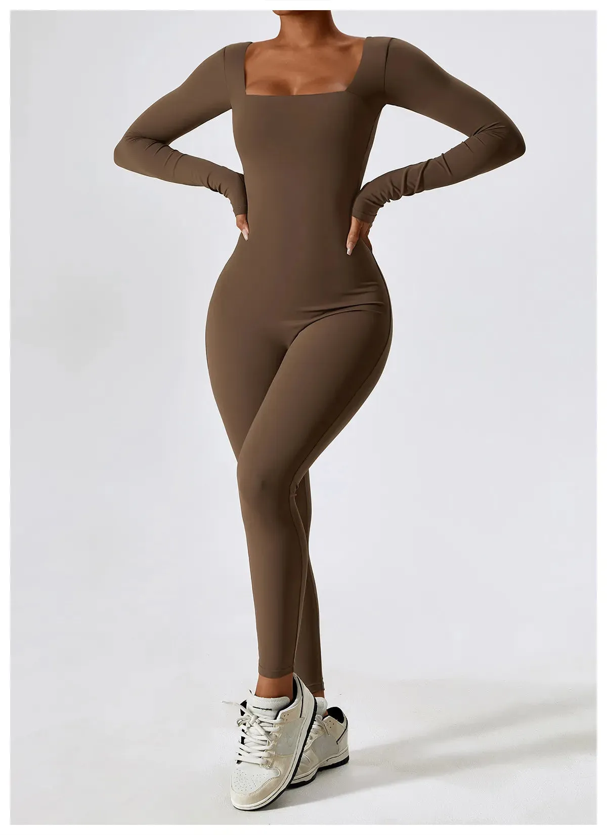 Finesse Long-Sleeve Skinny Jumpsuit