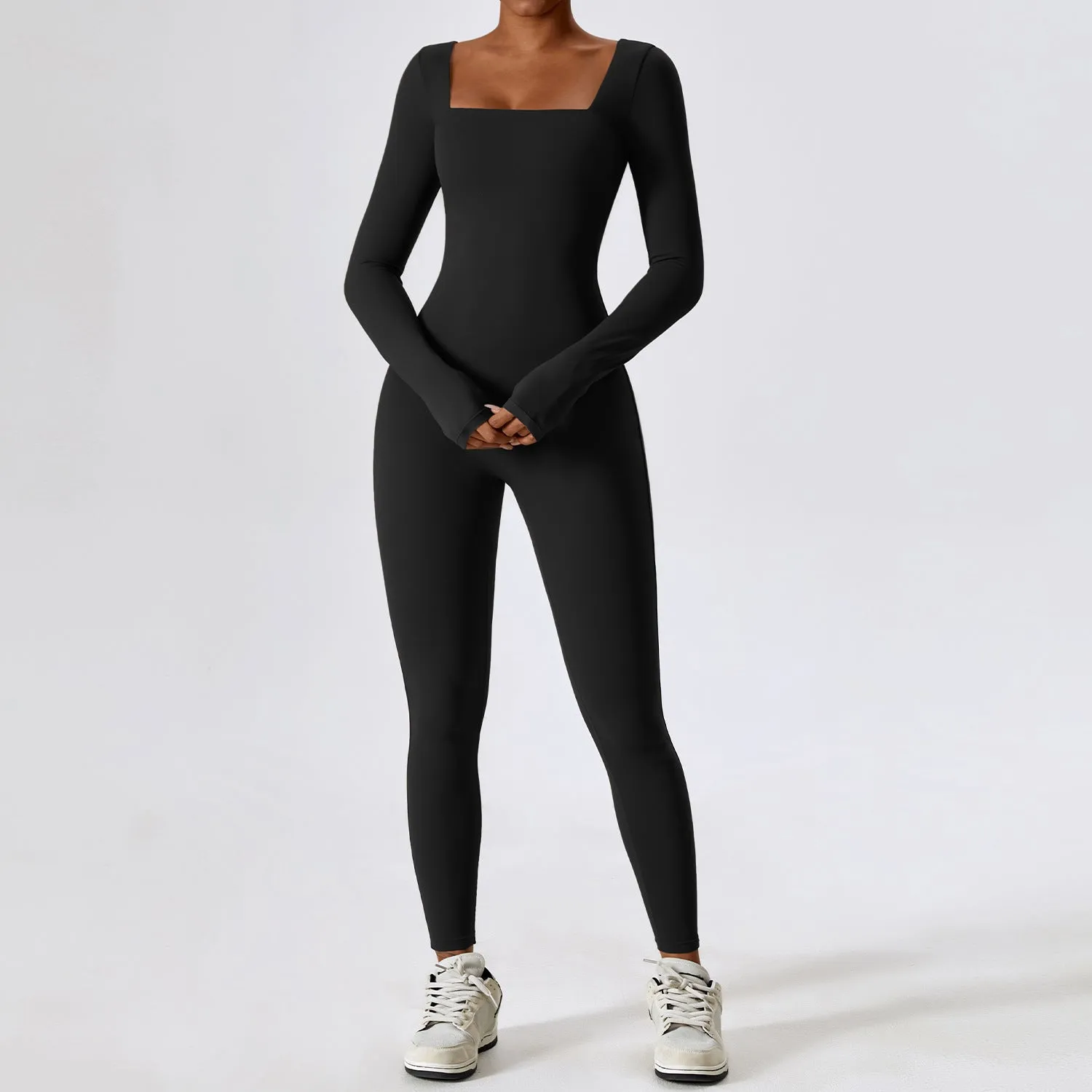 Finesse Long-Sleeve Skinny Jumpsuit