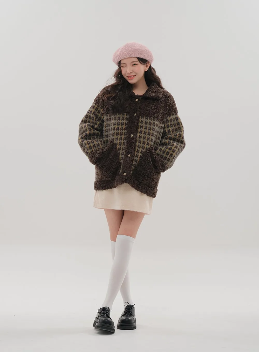 Fleece Check Pattern Jacket BS-B04011703
