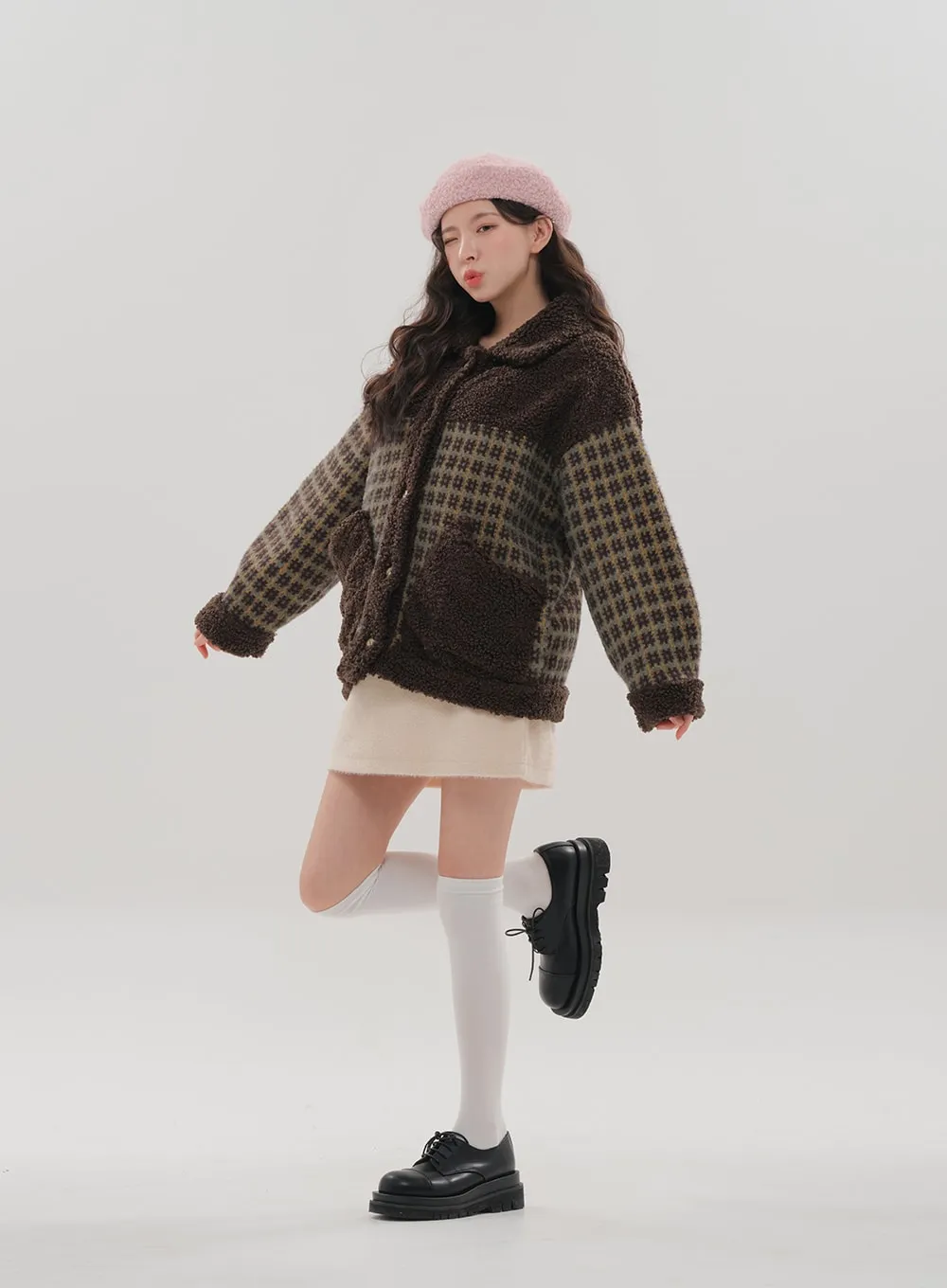 Fleece Check Pattern Jacket BS-B04011703