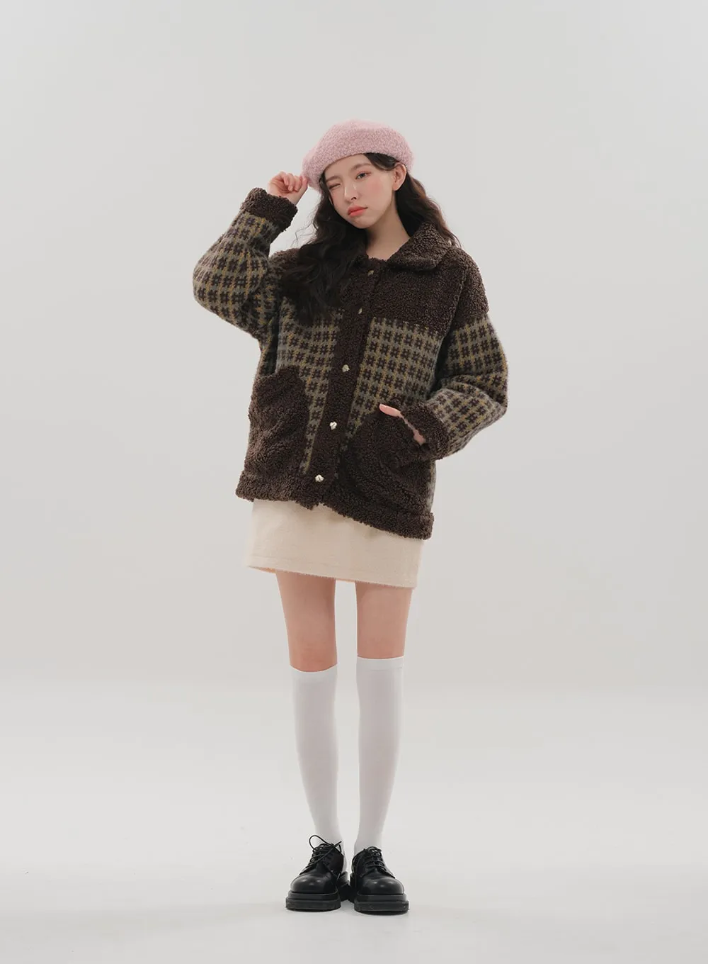 Fleece Check Pattern Jacket BS-B04011703
