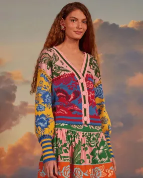 Floral De Renda Patch Knit Cardigan