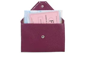 Frédéric Johns® - Porte Papier Voiture en Cuir - Format enveloppe - étui Carte Grise, permis, Carte d'identité, Cartes, très Complet, Cuir Souple pour Homme ou Femme - J (Violet)