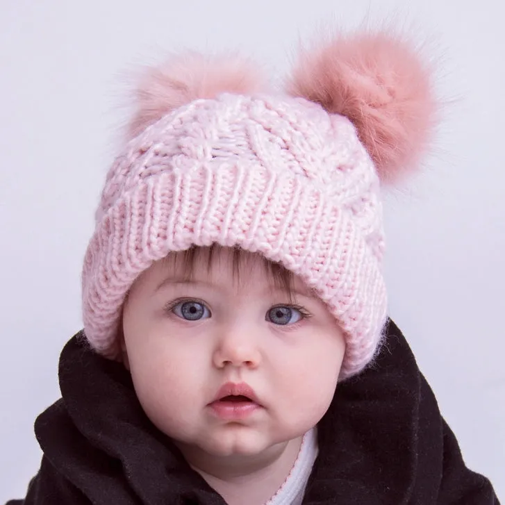 Girls Winter White Fluffer Beanie Hat (Click for colors)