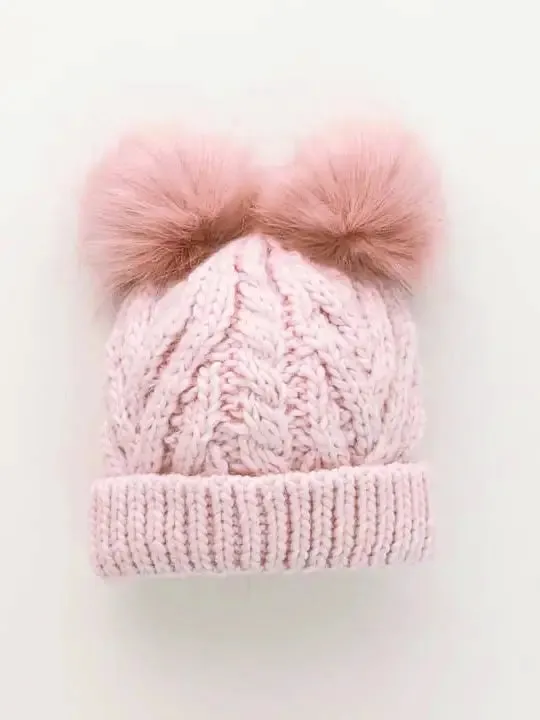 Girls Winter White Fluffer Beanie Hat (Click for colors)