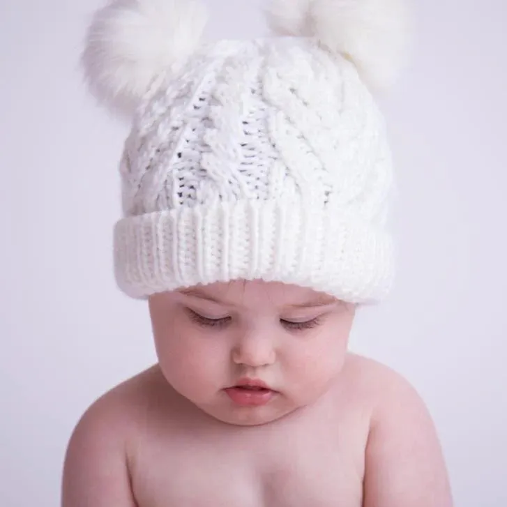 Girls Winter White Fluffer Beanie Hat (Click for colors)