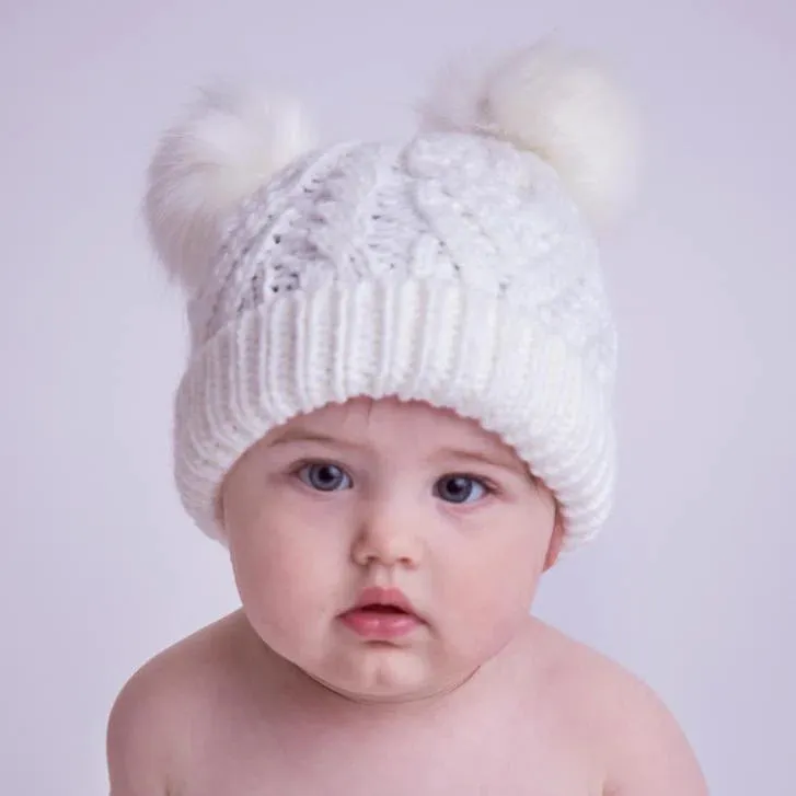 Girls Winter White Fluffer Beanie Hat (Click for colors)